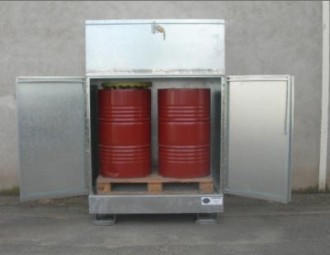 Box de stockage 2 fûts en acier galvanisé - Portes avec serrure - Devis sur Techni-Contact.com - 2