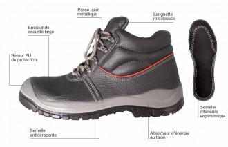 Chaussure cuir noire haute de protection - Devis sur Techni-Contact.com - 1