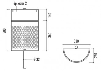 Corbeille demi ronde en acier - Devis sur Techni-Contact.com - 3