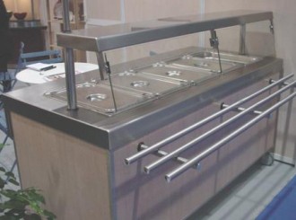 Meuble inox bain marie self service 3 à 6 bacs - Devis sur Techni-Contact.com - 1