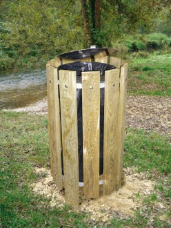 Poubelle ronde en bois 100 litres - Devis sur Techni-Contact.com - 1