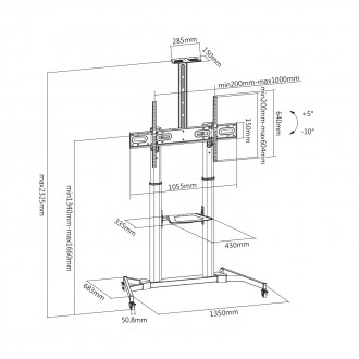 Support mobile pour écran LCD LED X-Large 60´´-100´´ - Devis sur Techni-Contact.com - 3