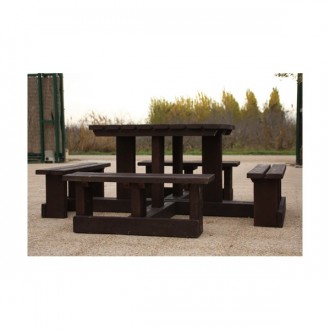 Table carrée avec bancs en plastique recyclé - Devis sur Techni-Contact.com - 3