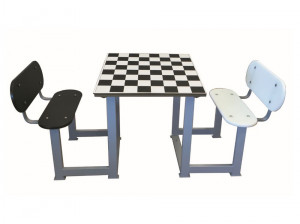 Table d’échecs extérieure avec dossier et 2 bancs en polyéthylène  - Devis sur Techni-Contact.com - 1