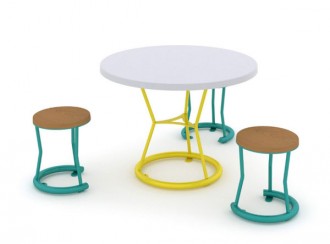 Table de pique-nique acier avec tabourets - Devis sur Techni-Contact.com - 1