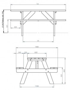 Table de pique-nique en plastique recyclé 1800 mm - Devis sur Techni-Contact.com - 2