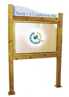 Vitrine affichage bois avec bandeau et poteaux carrés - Devis sur Techni-Contact.com - 2